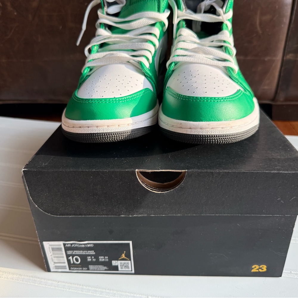 Nike Air Jordan 1 Mid Green White Sneakers